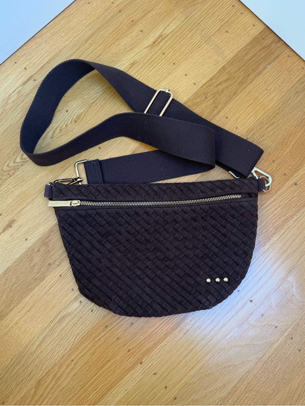Pretty Simple Vegan Suede Westlyn Woven Bag, Brown